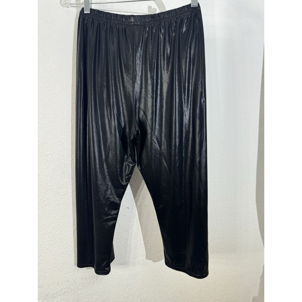 Lew Magram Collection New York Baggy Shiny Black Capri Leggings Large